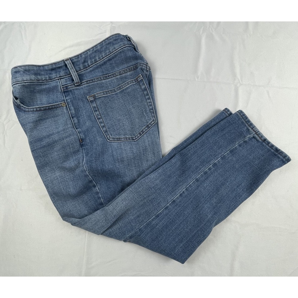 TALBOTS MODERN ANKLE JEANS WOMENS SIZE 8P PETITE BLUE STRETCH DENIM MID RISE
